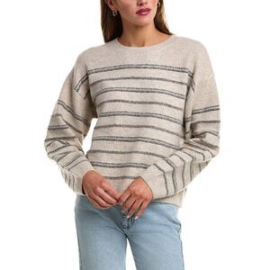 Sadie & Sage Womens  Open Windows Striped Sweater, Gray
